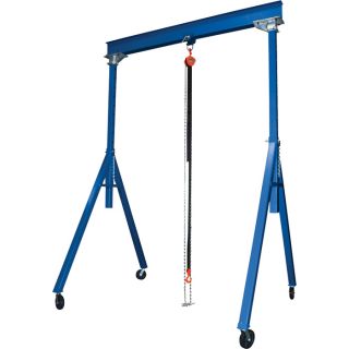 Vestil Adjustable Height Steel Gantry Crane   2000 Lb. Capacity, 180 Inch L x