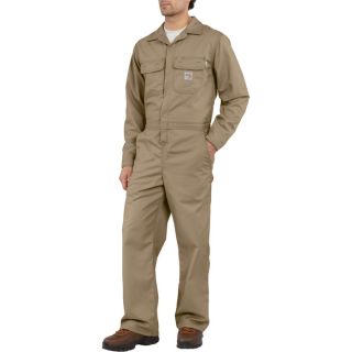 Carhartt Flame Resistant Twill Unlined Coverall   Khaki, 48 Inch Waist, Short