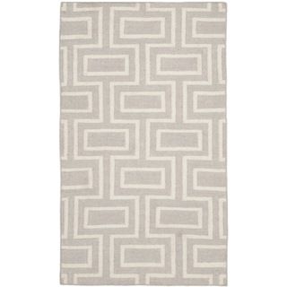 Safavieh Handwoven Moroccan Dhurrie Contemporary Gray/ Ivory Wool Rug (3 X 5)