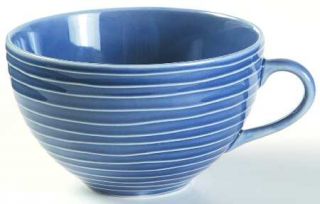Crate & Barrel China Studio Blue Flat Cup, Fine China Dinnerware   All Blue, Emb