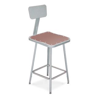 Square Stool With Masonite Seat And Metal Backrest