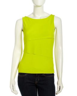 Holly Asymmetric Tiered Tank Top, Lime Green