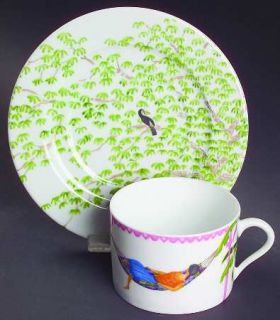 Philippe Deshoulieres Caraibes/Tropical Island Flat Cup & Saucer Set, Fine China