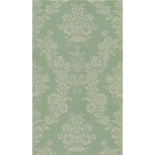 Green Floral Damask Wallpaper (GreenDimensions 20.5 inches wide x 33 feet longBoy/girl/neutral NeutralTheme TraditionalMaterials Solid vinyl sheetCare instructions ScrubbableHanging instructions PrepastedRepeat 25 inchesMatch Straight )