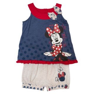 Disney Minnie Mouse Infant Toddler Girls Tank Top and Short Set   Blue 12 M