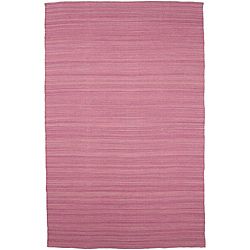 Flat Weave Pink Wool Rug (5 X 8)