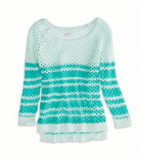 Lookbook Green AEO Factory Open Stitch Raglan Sweater, Womens M