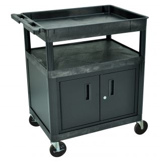 Luxor Black Heavy duty Utility Cart With Locking Cabinet