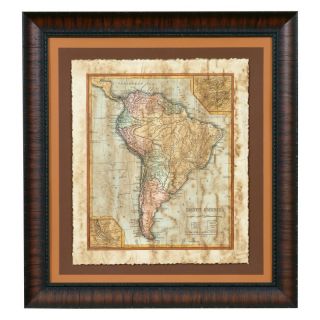 Bassett Distressed Map II Hand Colored Framed Wall Art   25W x 27H in.