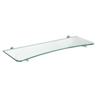 Wall Shelf 31.5W Concave Clear Glass Shelf With Chrome Atlas Supports