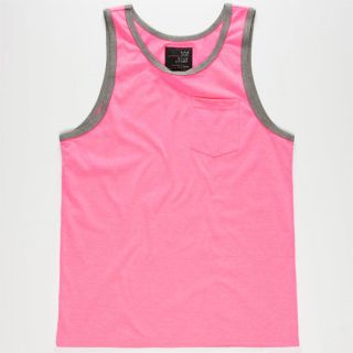 Mens Contrast Trim Pocket Tank Pink In Sizes X Large, Xx Large, Larg