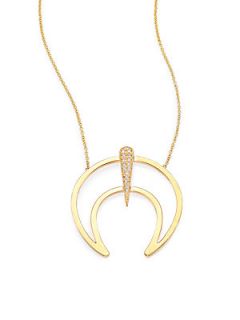 Zoe Chicco Diamond & 14K Yellow Gold Open Horn Pendant Necklace   Gold