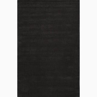 Hand made Black Wool Textured Rug (8x11)