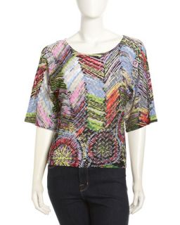 Mitered Mixed Print Top, Pink/Multi