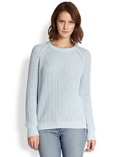 Theory Brombly Linen & Cotton Ribbed Sweater   Wht