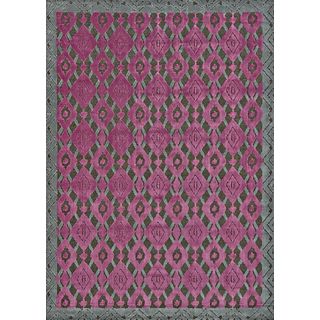 Larache Raspberry/ Grey Rug (53 X 76)