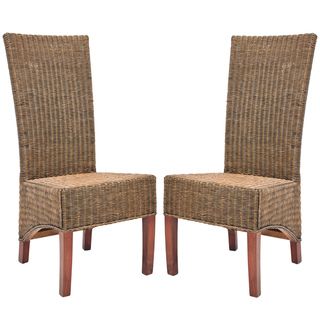 Safavieh St. Criox Honey Wicker High Back Side Chairs (set Of 2) (Honey and blackMaterials Wicker and woodFinish WalnutSeat height 18 inchesDimensions 43 inches high x 19 inches wide x 23.5 inches deepSet of 2 chairsArrives fully assembled )
