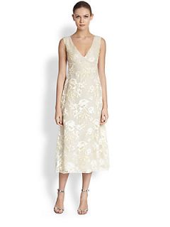 Rochas Floral Embroidered Dress   Ivory