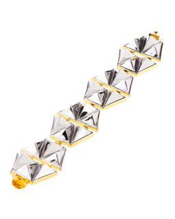 Pyramid Stud Bracelet, White/Yellow