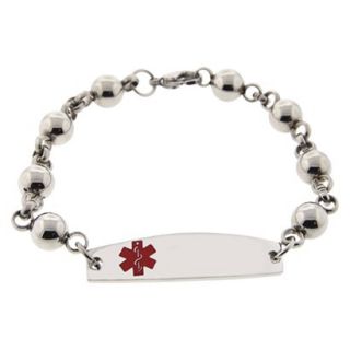 Hope Paige Medical ID Stainless Steel Beaded Style Bracelet   Size 6.5