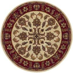 Hand tufted Ivory/ Red Wool Rug (79 Round)