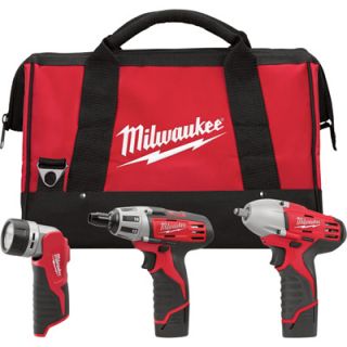 Milwaukee M12 Cordless Combo Kit   3 Tool Set, 12 Volt, Model# 2491 23