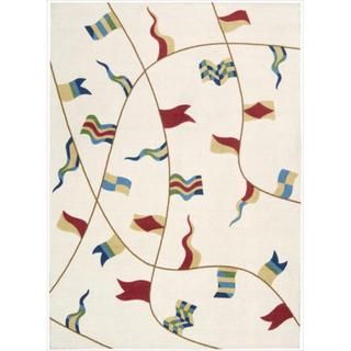 Shoreline Nautical Flag Ivory Polyester Rug (8 X 10)