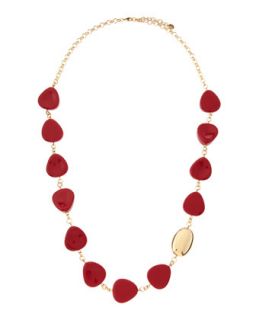 Resin Bead Long Necklace, Crimson