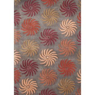 ZnZ Rug Gallery Hand made Pompeian Red Wool Rug (5 X 8)