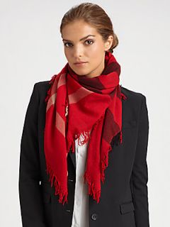 Burberry Color Check Square Scarf   Red
