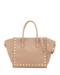 Jaden Studded Faux Leather Tote Bag, Nude