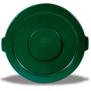 Rubbermaid Brute Flat Lid For 32 Gallon Round Containers   Green   Green