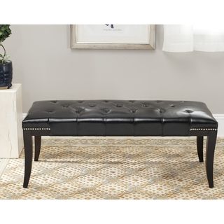 Safavieh Florence Black Tufted Nailhead Bench (BlackMaterials Birch Wood and Leather FabricFinish Espresso BrownDimensions 18.5 inches high x 19.5 inches wide x 47.6 inches deepAssembly required )