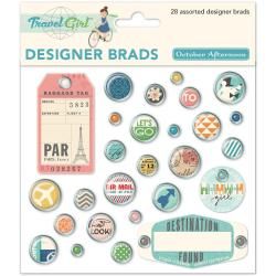 Travel Girl Designer Brads 28/pkg  Assorted