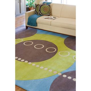 Hand tufted Contemporary Multi Colored Geometric Circles Mayflower Wool Abstract Rug (9 X 12)