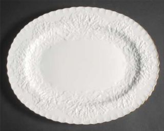 Spode Savoy White (Gold Trim) 13 Oval Serving Platter, Fine China Dinnerware  
