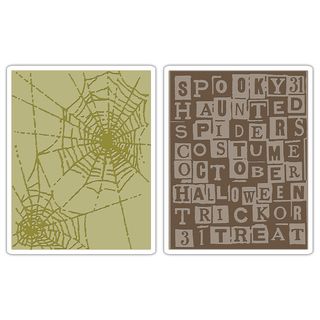 Sizzix Texture Fades Halloween Words/ Cobweb Set Embossing Folders (2 Pack)