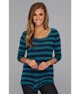 Lucky Brand Avery Stripe Placket Top Womens Clothing (Navy)