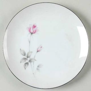 Seyei Ardsley Bread & Butter Plate, Fine China Dinnerware   Pink Roses,Gray Leav