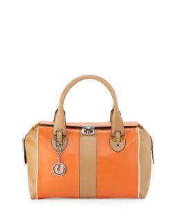 Kabrina Two Tone Satchel Bag, Orange/Tan