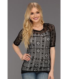 Free People Geolace Top Womens Blouse (Black)