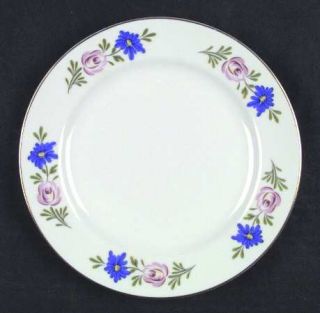 Sheffield Boutique Salad Plate, Fine China Dinnerware   Pink & Blue Flowers, Gre