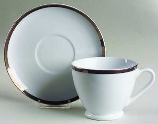  Grammercy Platinum Footed Cup & Saucer Set, Fine China Dinnerware   Col
