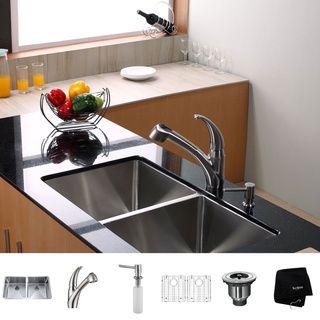 Kraus Kitchen Combo Set Stainless Steel 33  inch Undermount Sink With Faucet