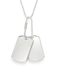 Gucci Sterling Silver Dog Tag Necklaces   Sterling Silver