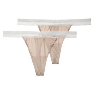 Gilligan & OMalley Womens 2 Pack Micro Lace Thong   Mochaccino M