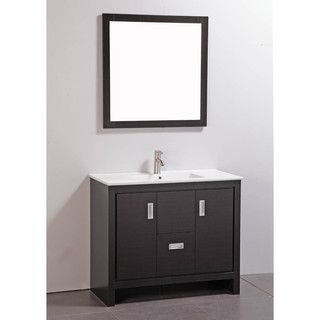 Ceramic Top 39 inch Single Sink Bathroom Vanity With Matching Mirror