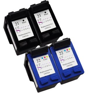 Sophia Global Remanufactured Ink Cartridge Replacement For Hp 21 And Hp 22 (2 Black, 2 Color) (2 Black, 2 TricolorPrint yield Up to 190 pages per black cartridge and up to 165 pages per color cartridgeModel SG2eaHP212eaHP22Pack of 4We cannot accept ret