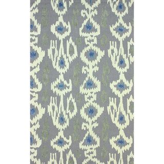 Nuloom Handmade Cotton/ Wool Modern Ikat Grey Rug (76 X 96)