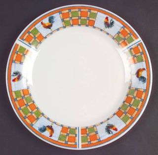 Oneida Rooster Patch Dinner Plate, Fine China Dinnerware   Orange&Green Blocks&R
